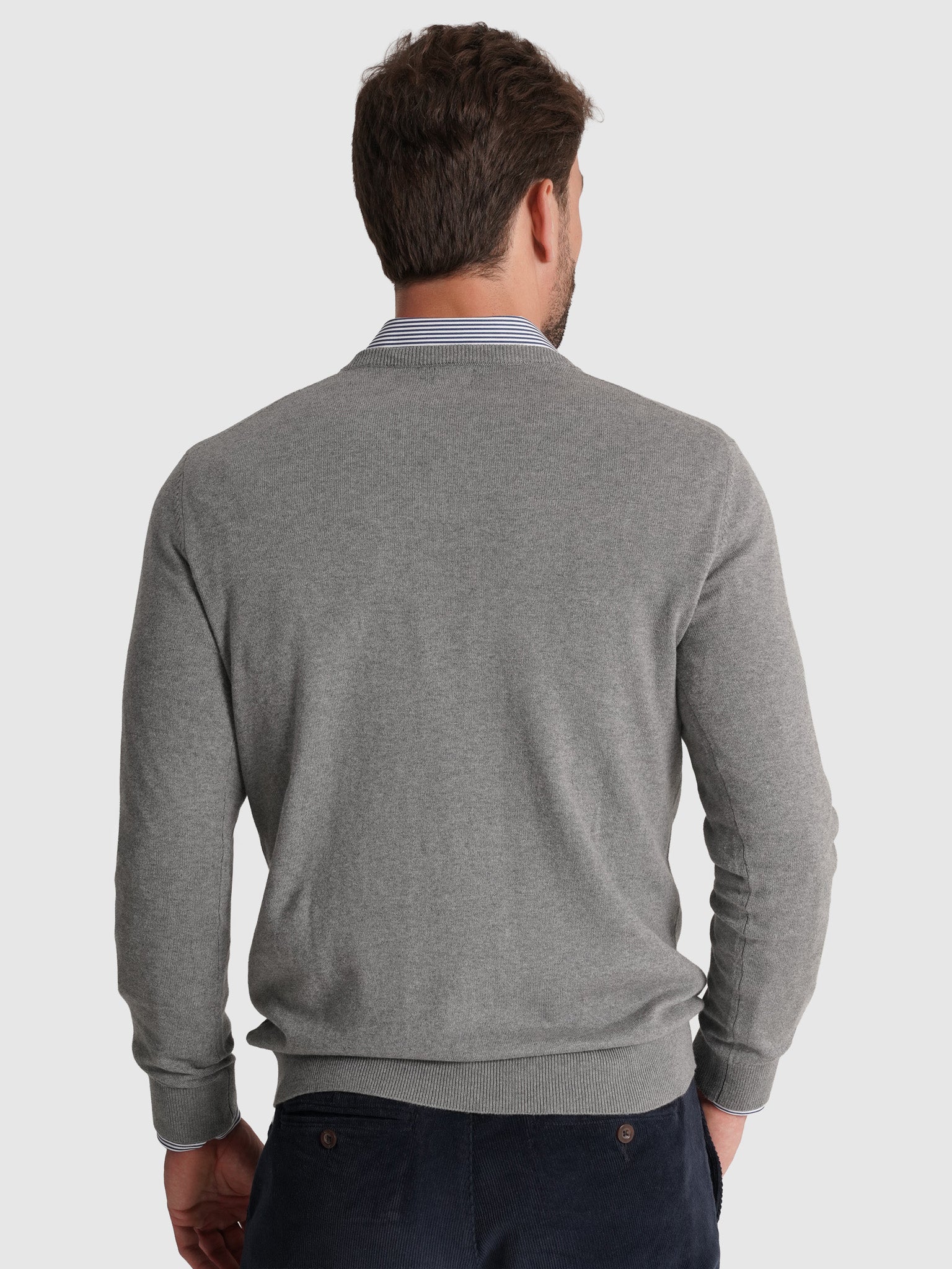 Pullover Caxemira Cinzento Manga Comprida Regular Fit Mr. Blue