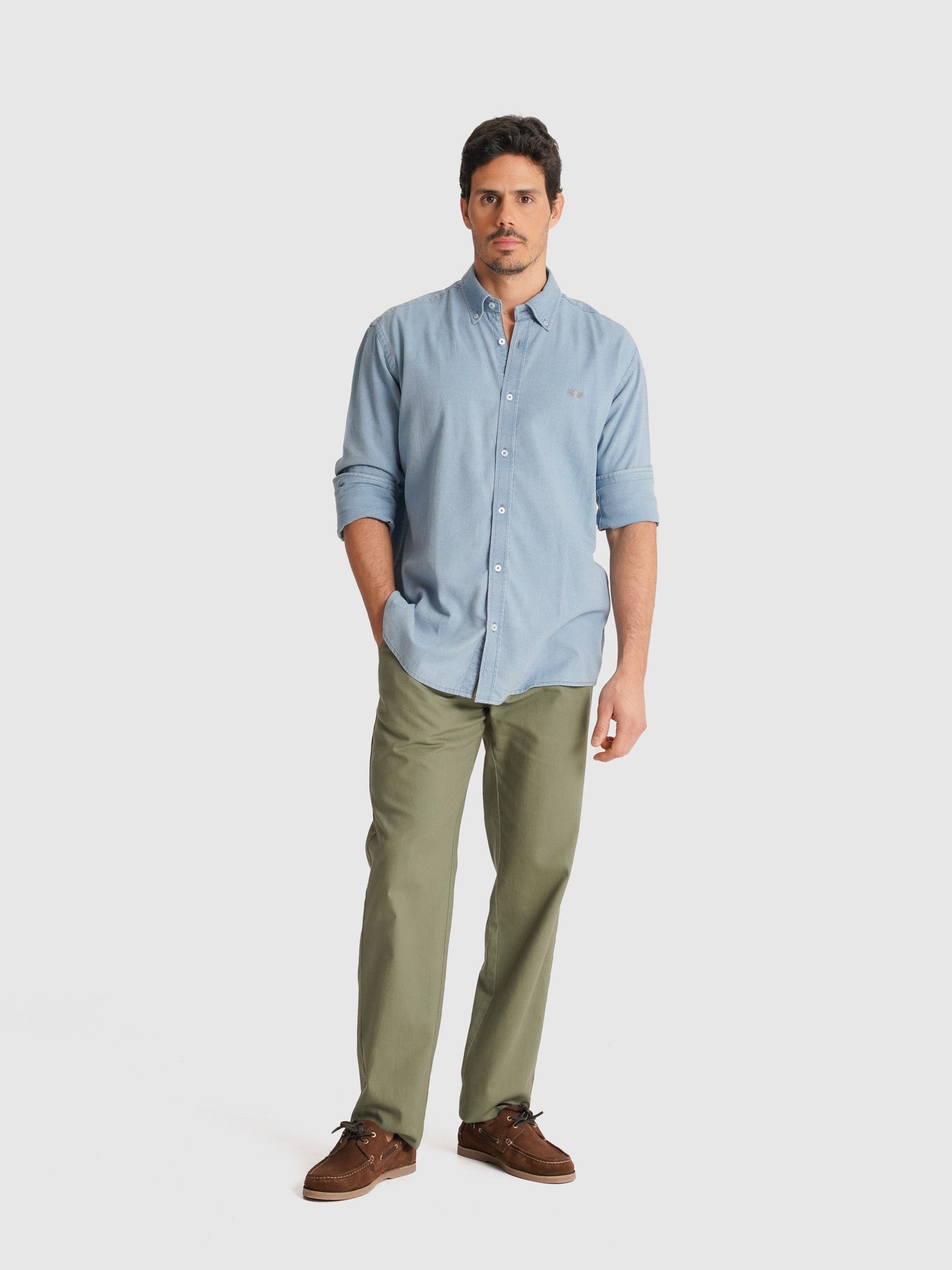 BLUE LONG SLEEVE REGULAR FIT MR SHIRT. BLUE