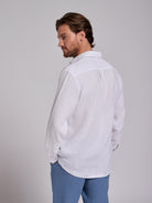 WHITE LINEN SHIRT LONG SLEEVE TAILORED FIT MARK BELLUCCI