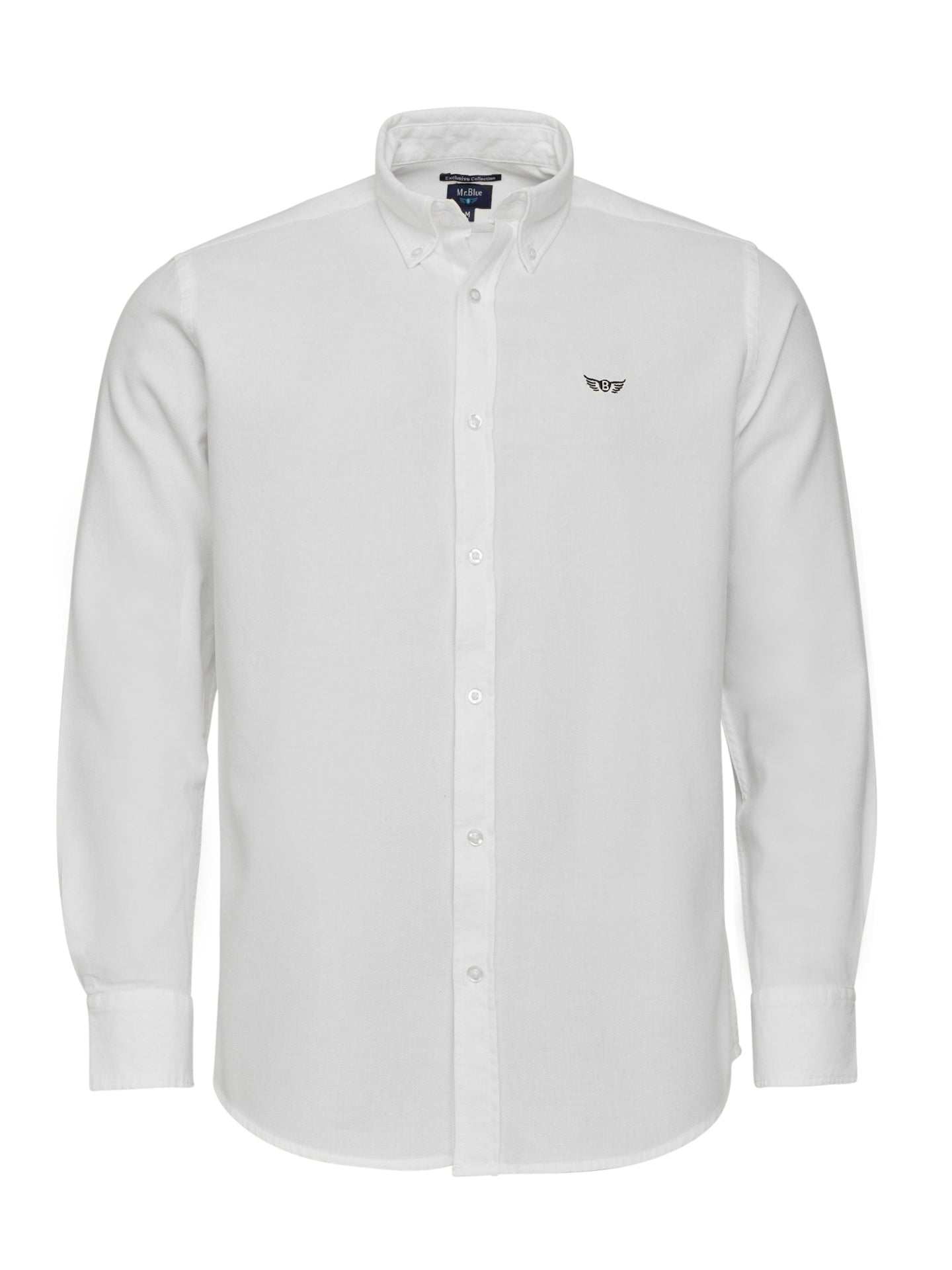 WHITE COTTON SHIRT LONG SLEEVE REGULAR FIT MR. BLUE