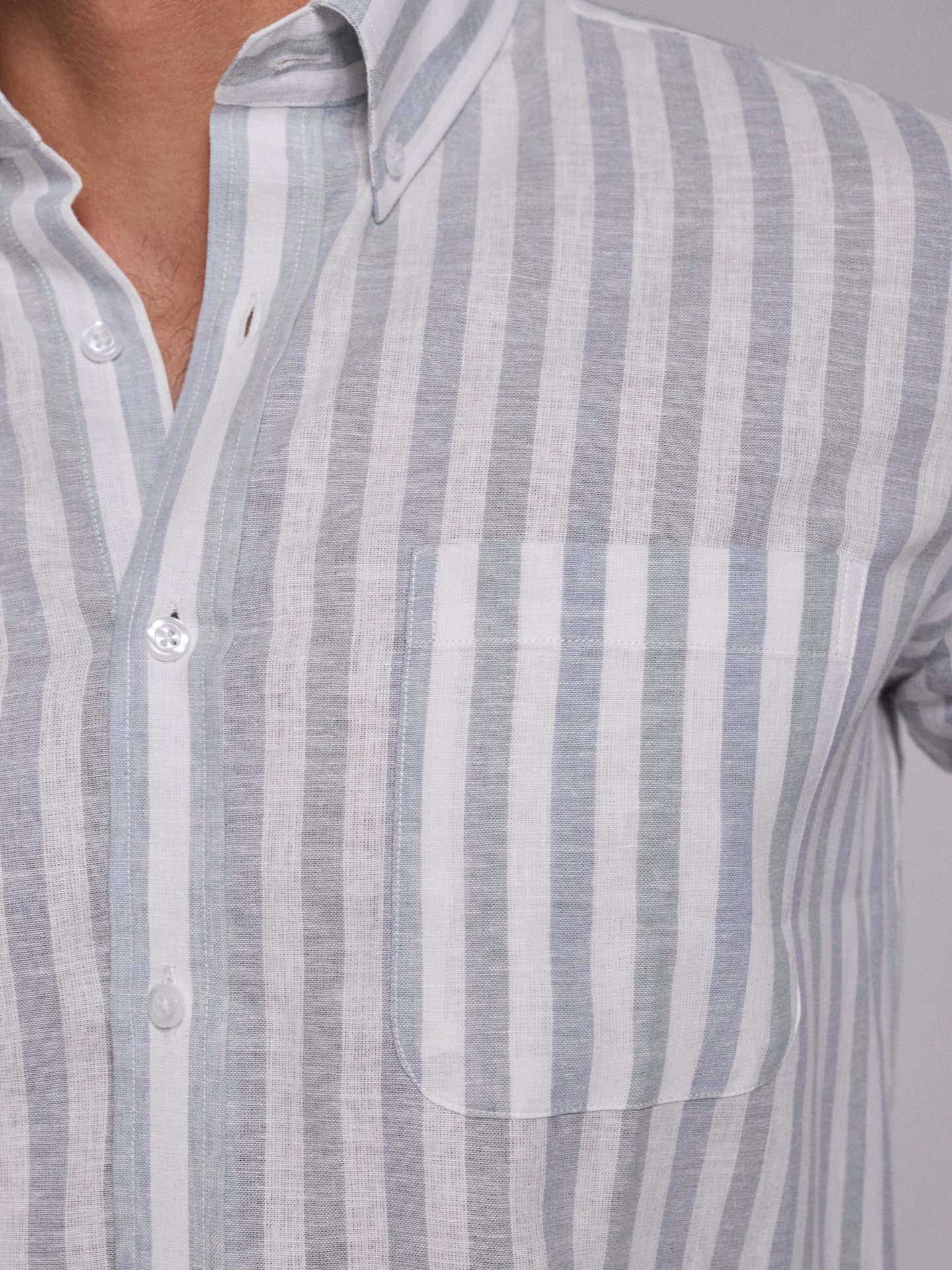 GREEN LINEN SHIRT LONG SLEEVE REGULAR FIT MR. BLUE