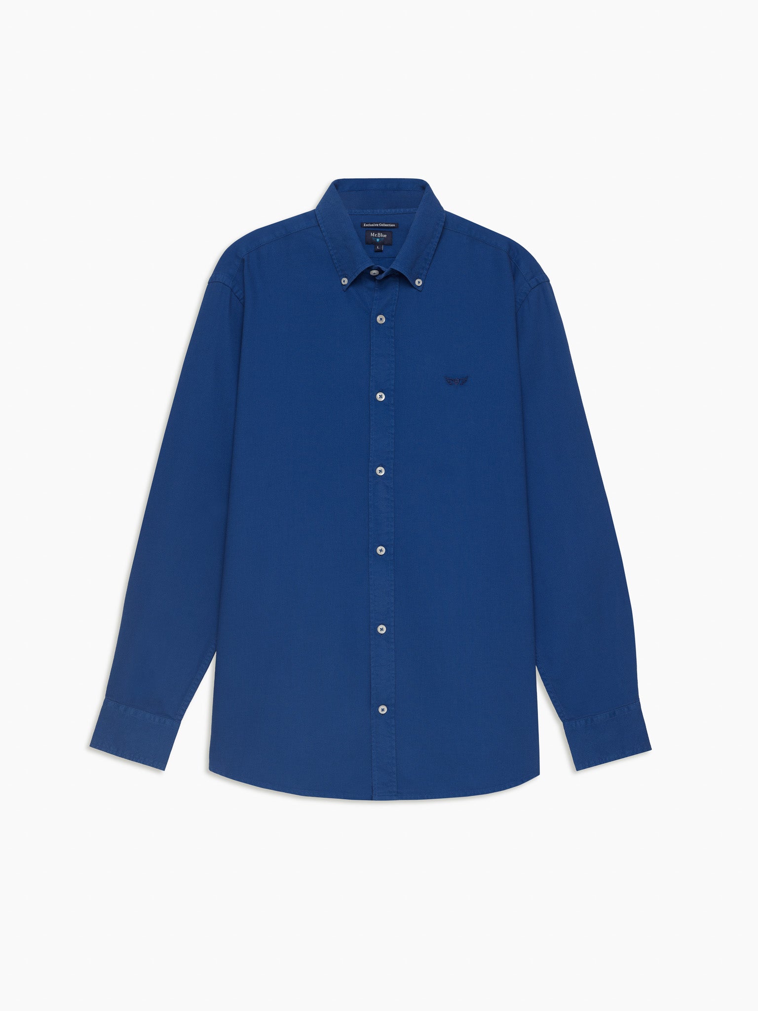 DOBBY BLUE LONG SLEEVE REGULAR FIT MR SHIRT. BLUE