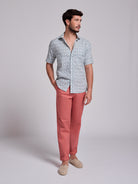 BLUE LINEN SHIRT SHORT SLEEVE REGULAR FIT MR. BLUE