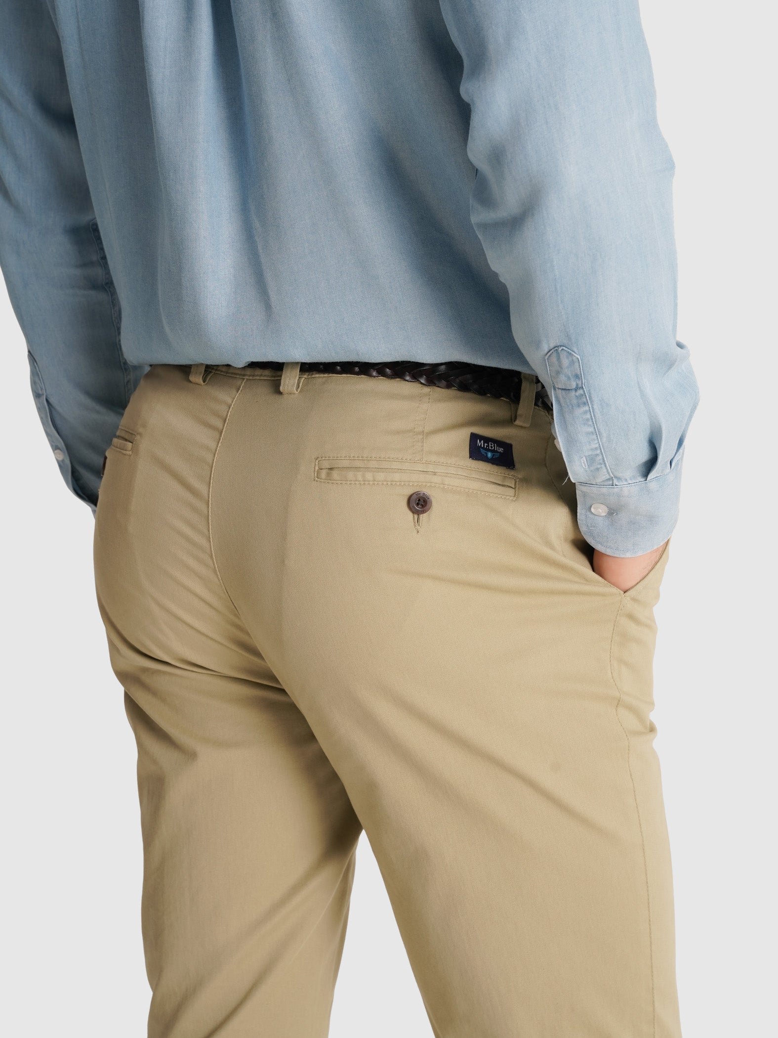 CALÇAS TWILL CAMELS SLIM FIT MR. BLUE