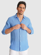 TAILORED FIT LONG SLEEVE BLUE SHIRT MARK BELLUCCI