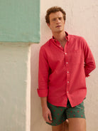Camisa de corte estándar de lino rosa de Mr. Blue