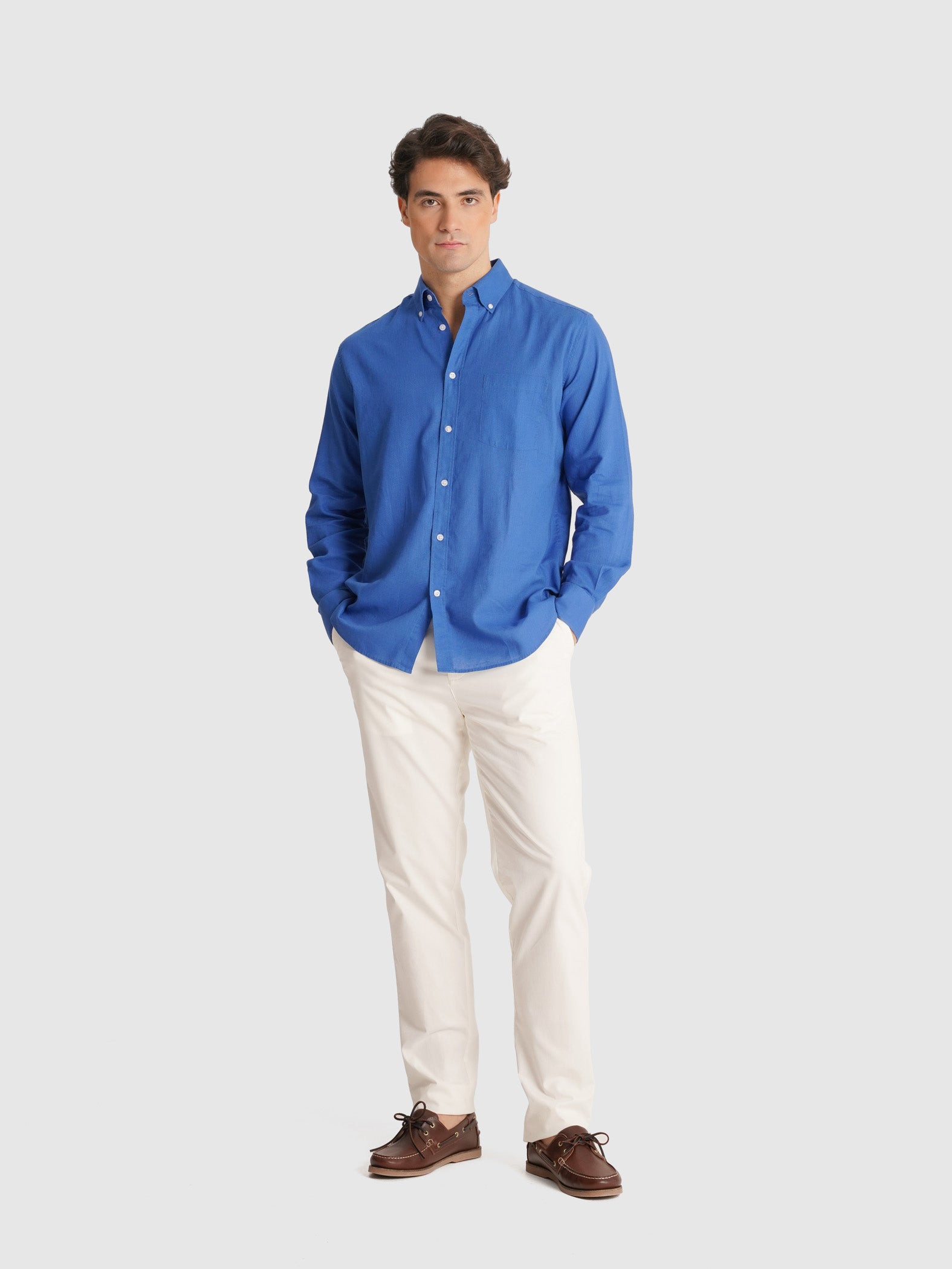 BLUE LONG SLEEVE REGULAR FIT MR SHIRT. BLUE