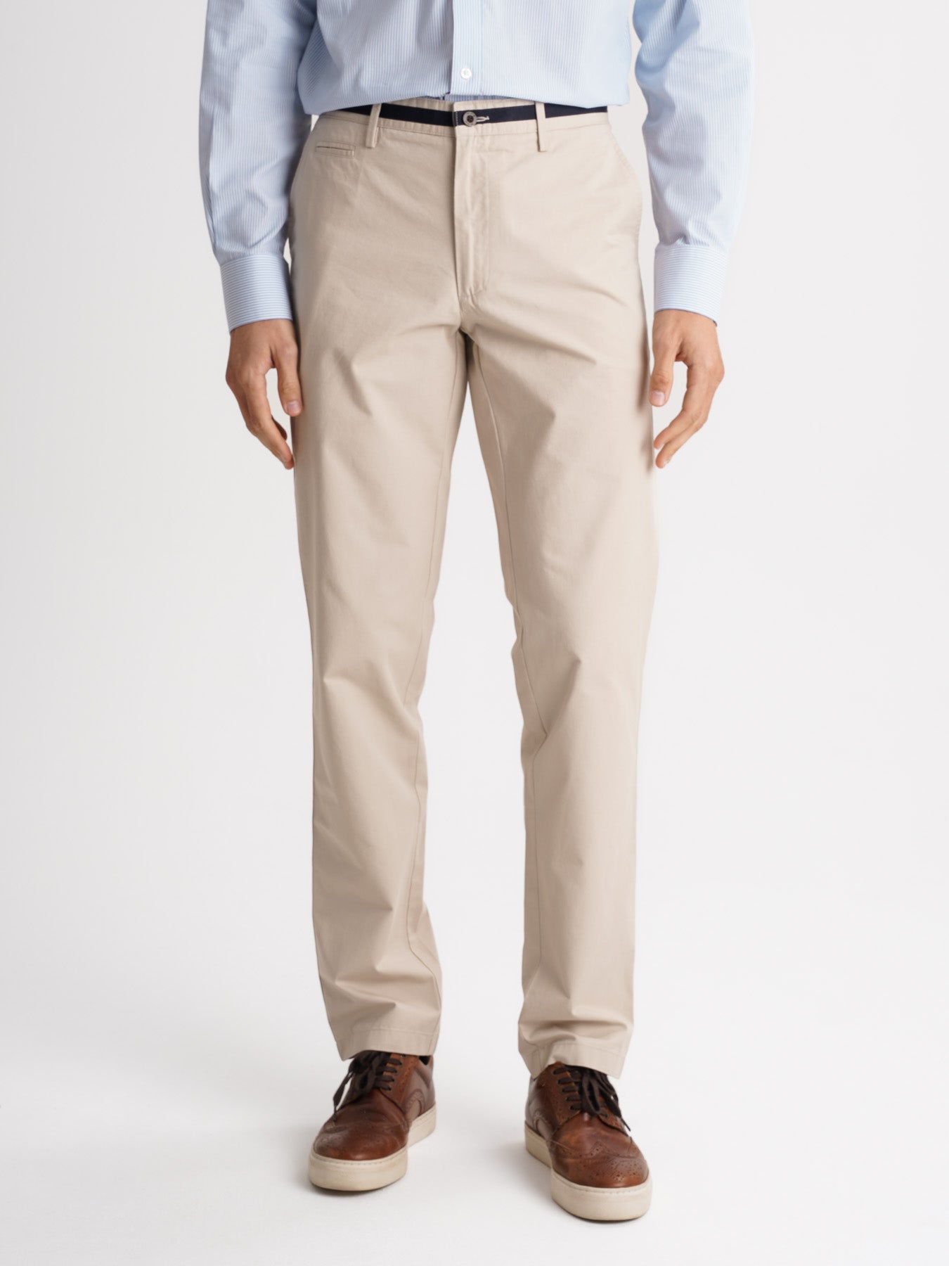 Pantalón chino Mr. Blue beige de sarga de corte slim