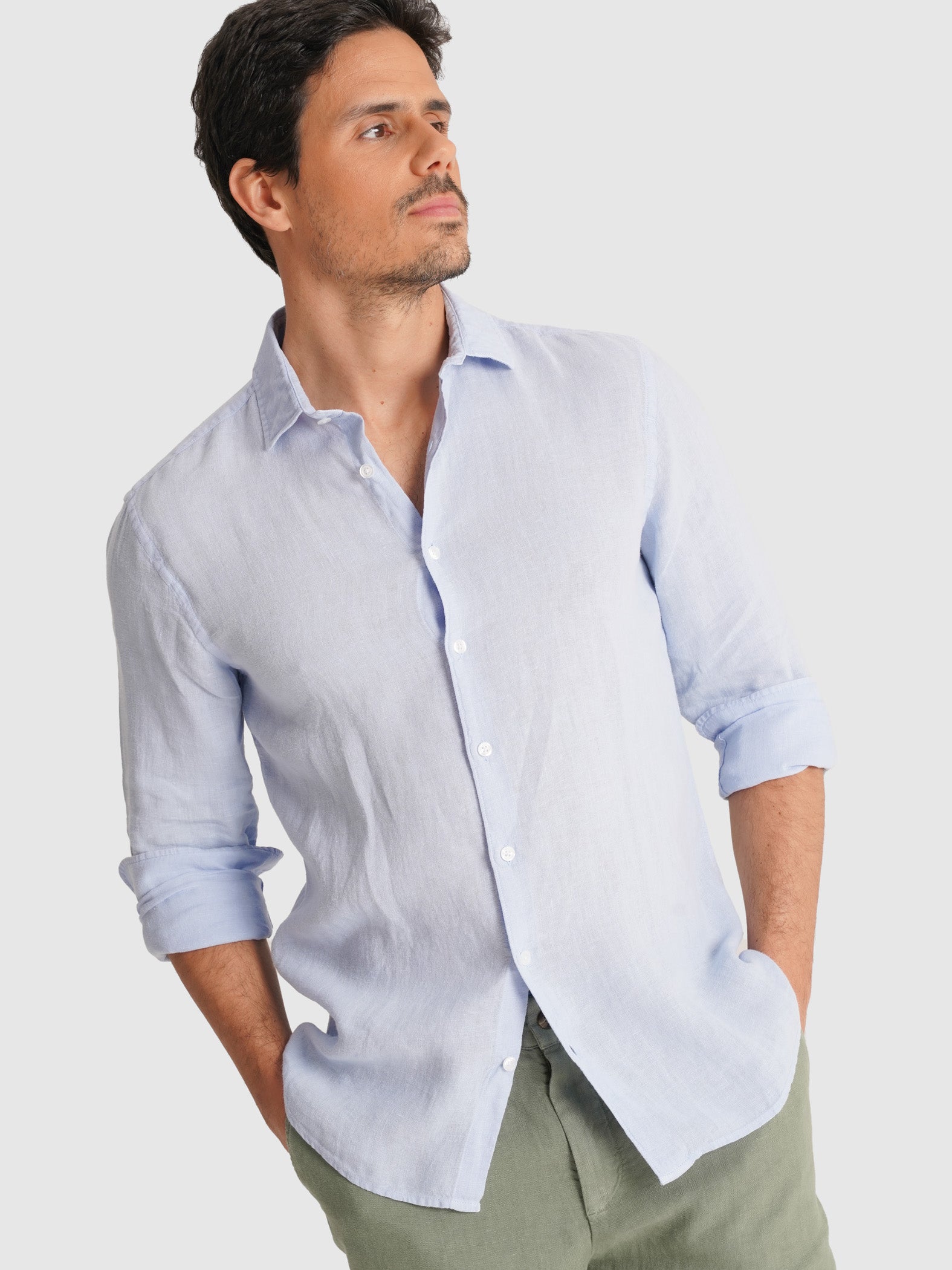 CAMISA AZUL MANGA COMPRIDA TAILORED FIT MARK BELLUCCI