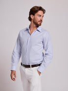 CAMISA ALGODÓN AZUL MANGA LARGA SLIM FIT MR. AZUL
