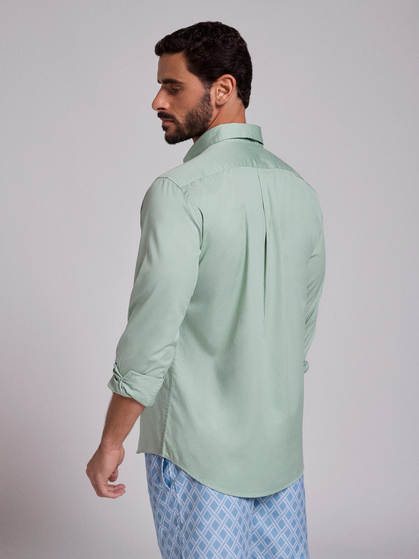 GREEN COTTON SHIRT LONG SLEEVE REGULAR FIT MR. BLUE