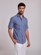 BLUE COTTON SHIRT SHORT SLEEVE REGULAR FIT MR. BLUE