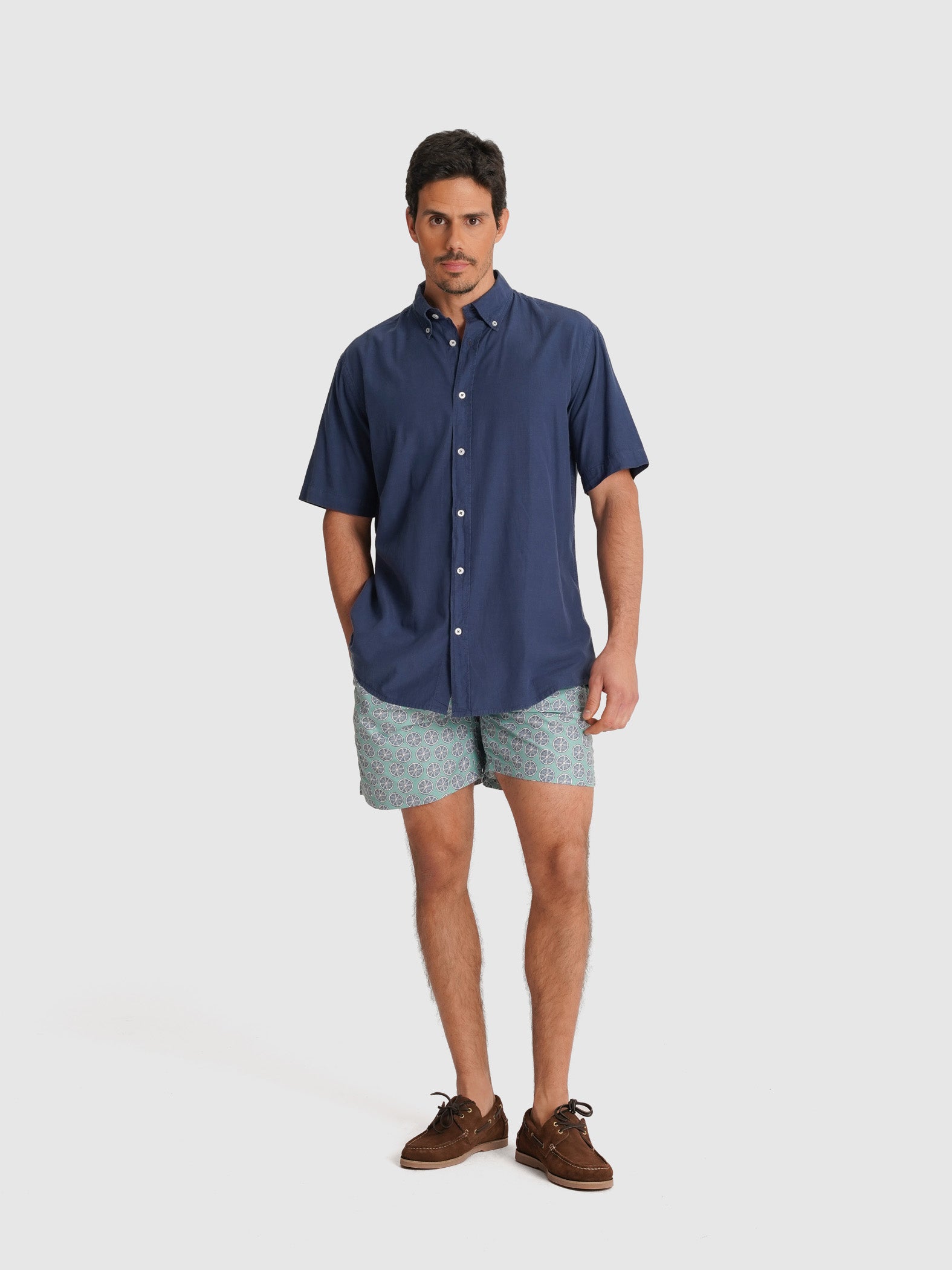 BLUE POPPLINE SHIRT SHORT SLEEVE REGULAR FIT MR. BLUE