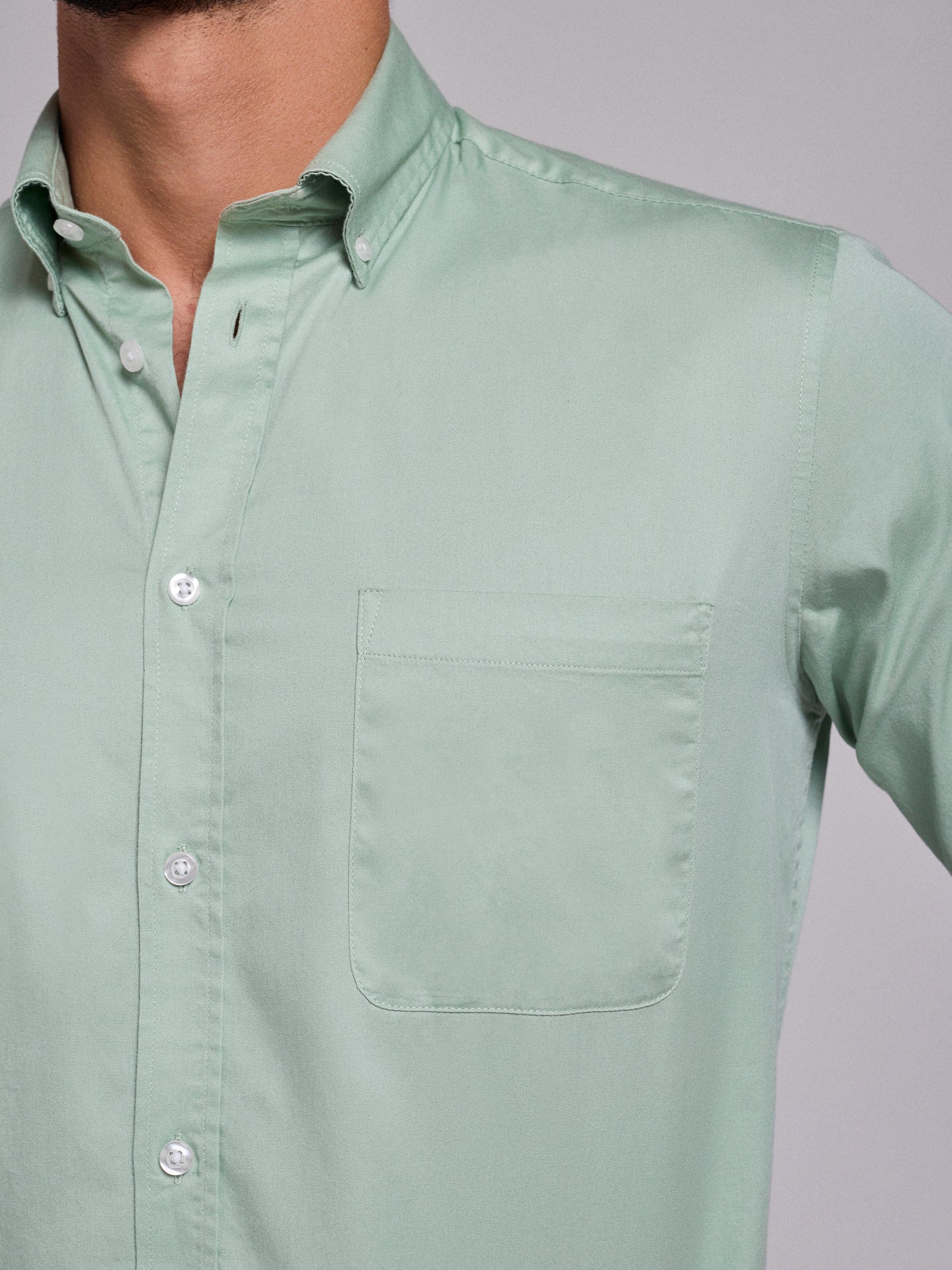 GREEN COTTON SHIRT LONG SLEEVE REGULAR FIT MR. BLUE