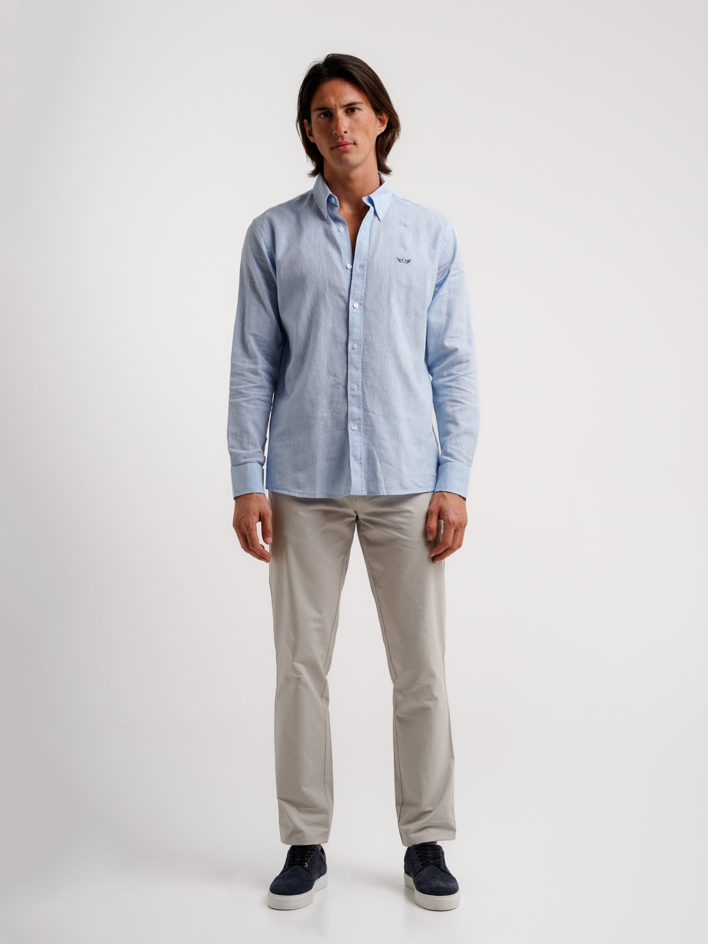 BLUE LINEN SHIRT LONG SLEEVE REGULAR FIT MR. BLUE