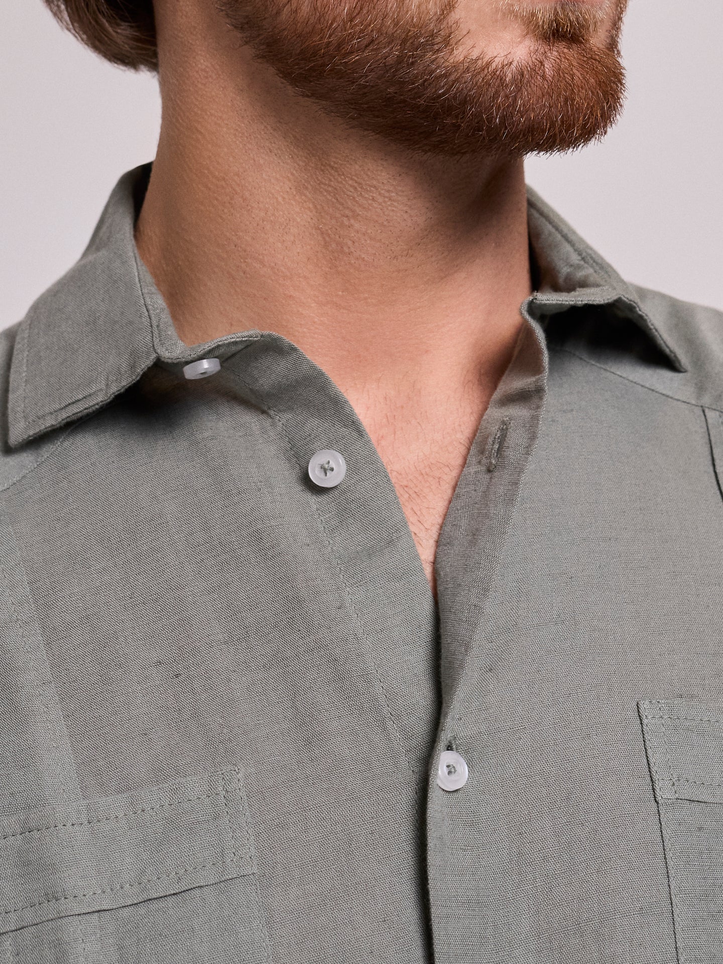 GREEN LINEN SHIRT LONG SLEEVE REGULAR FIT MR. BLUE