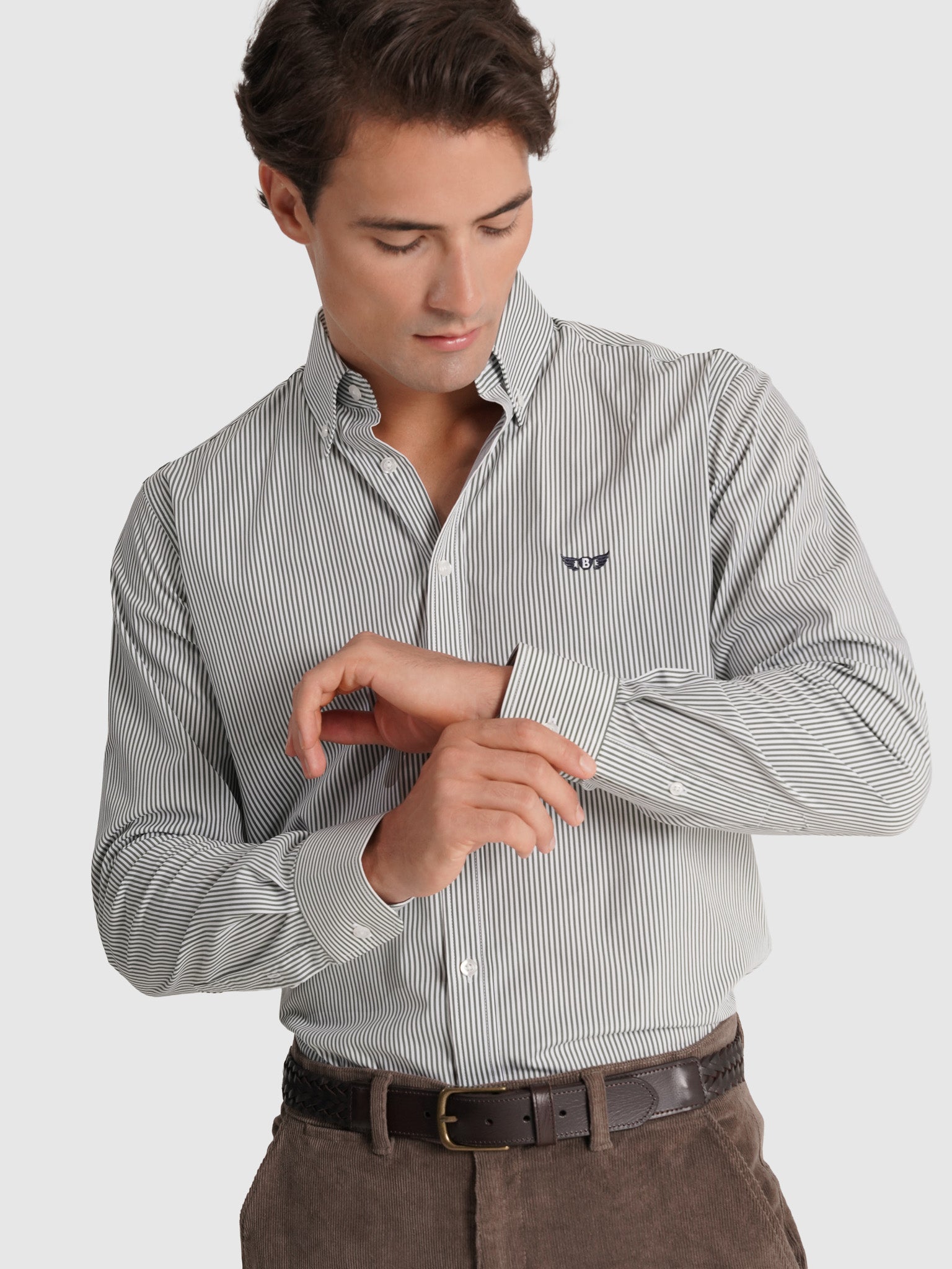 CAMISA ALGODÓN VERDE MANGA LARGA REGULAR FIT MR. AZUL