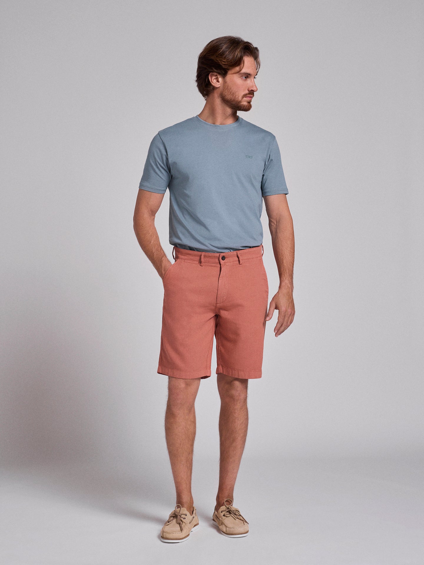 BERMUDA LINHO ROSAS REGULAR FIT MR. BLUE