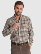 LONG SLEEVE BROWN FLANNEL SHIRT REGULAR FIT MR. BLUE