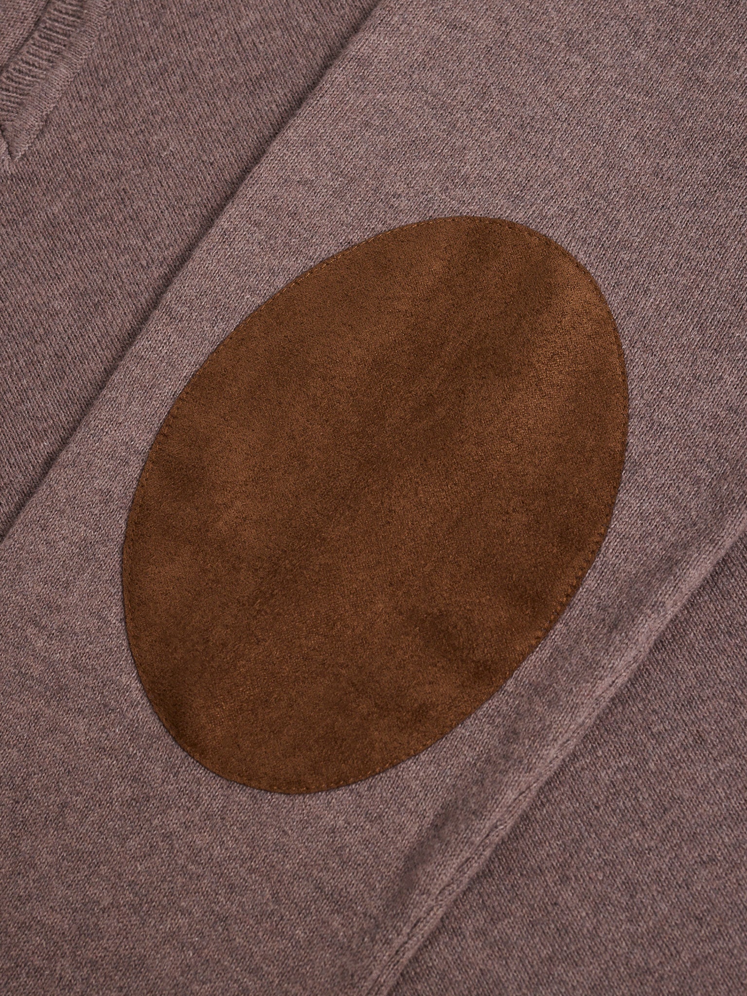 BROWN CASHMERE PULLOVER WITH REGULAR FIT MR ELBOW PADS. BLUE