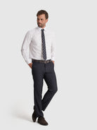 WHITE COTTON LONG SLEEVE SHIRT CLASSIC FIT MR. BLUE