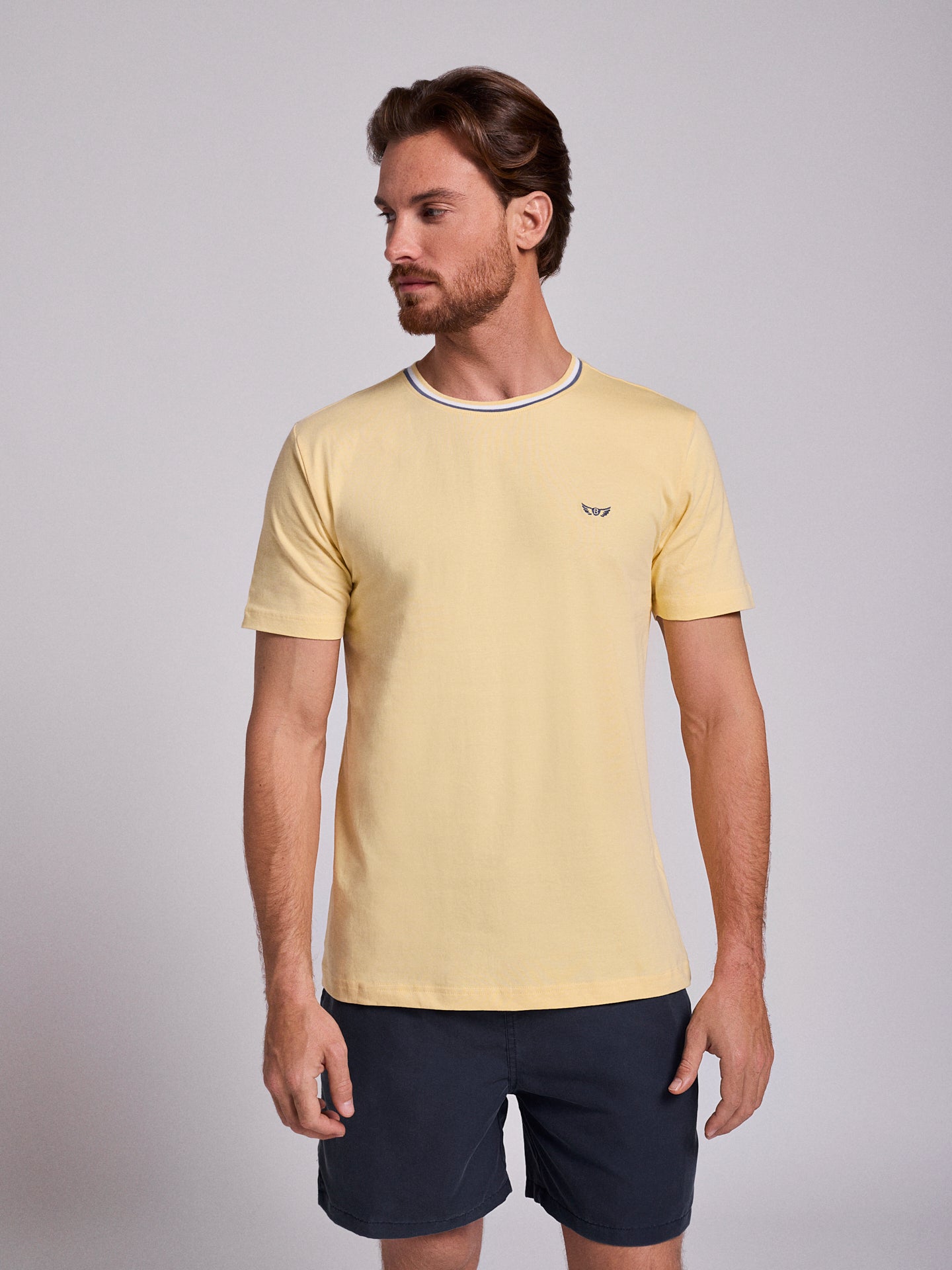 YELLOW COTTON T-SHIRT SHORT SLEEVE REGULAR FIT MR. BLUE