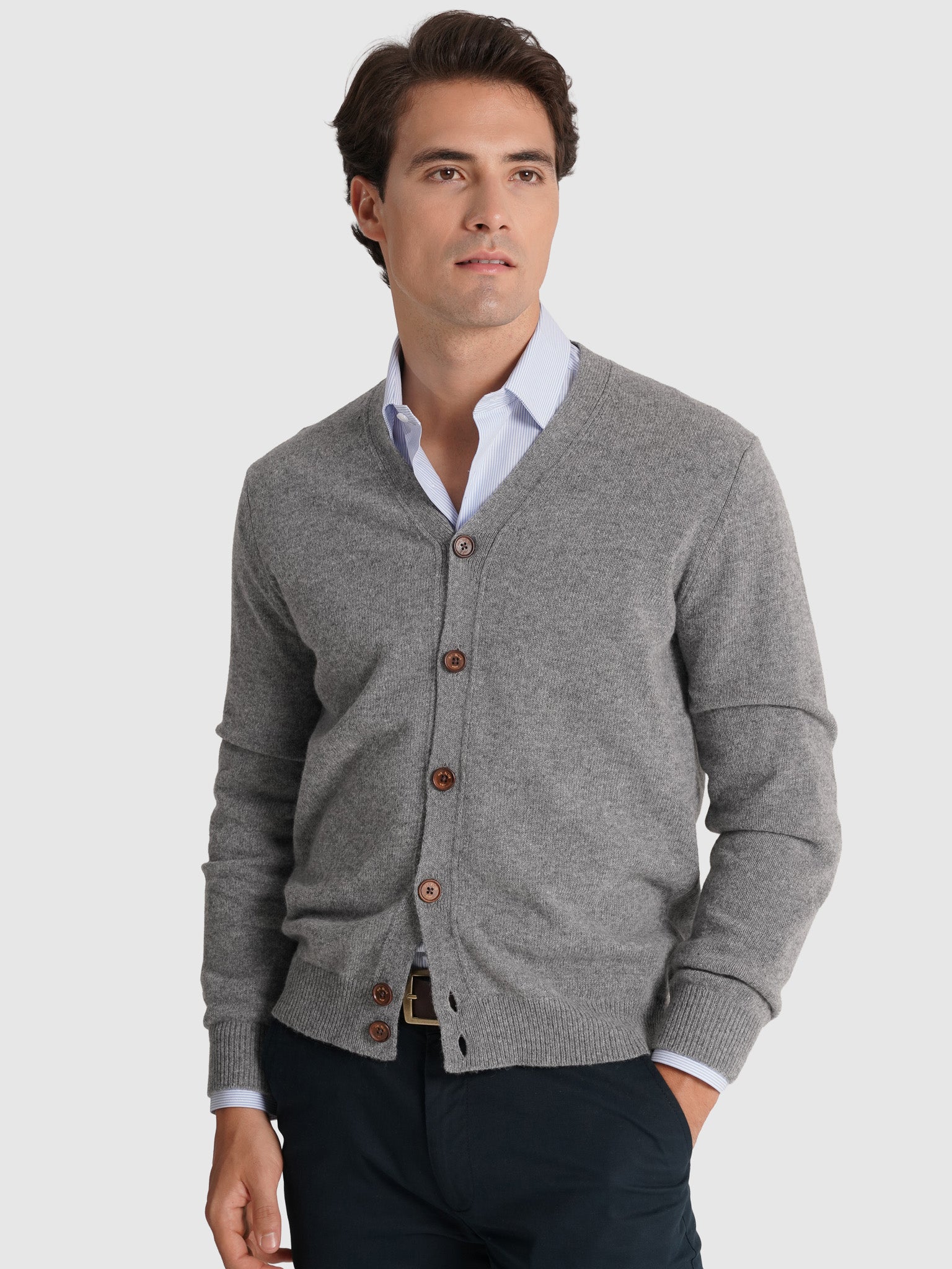 JERSEY DE LANA GRIS MANGA LARGA REGULAR FIT MR. AZUL