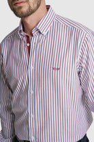 CAMISA FIL-A-FIL REGULAR FIT BORDEAUX ÀS RISCAS MR. BLUE