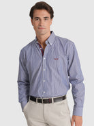 CAMISA TWILL REGULAR FIT AZUL ÀS RISCAS MR. BLUE