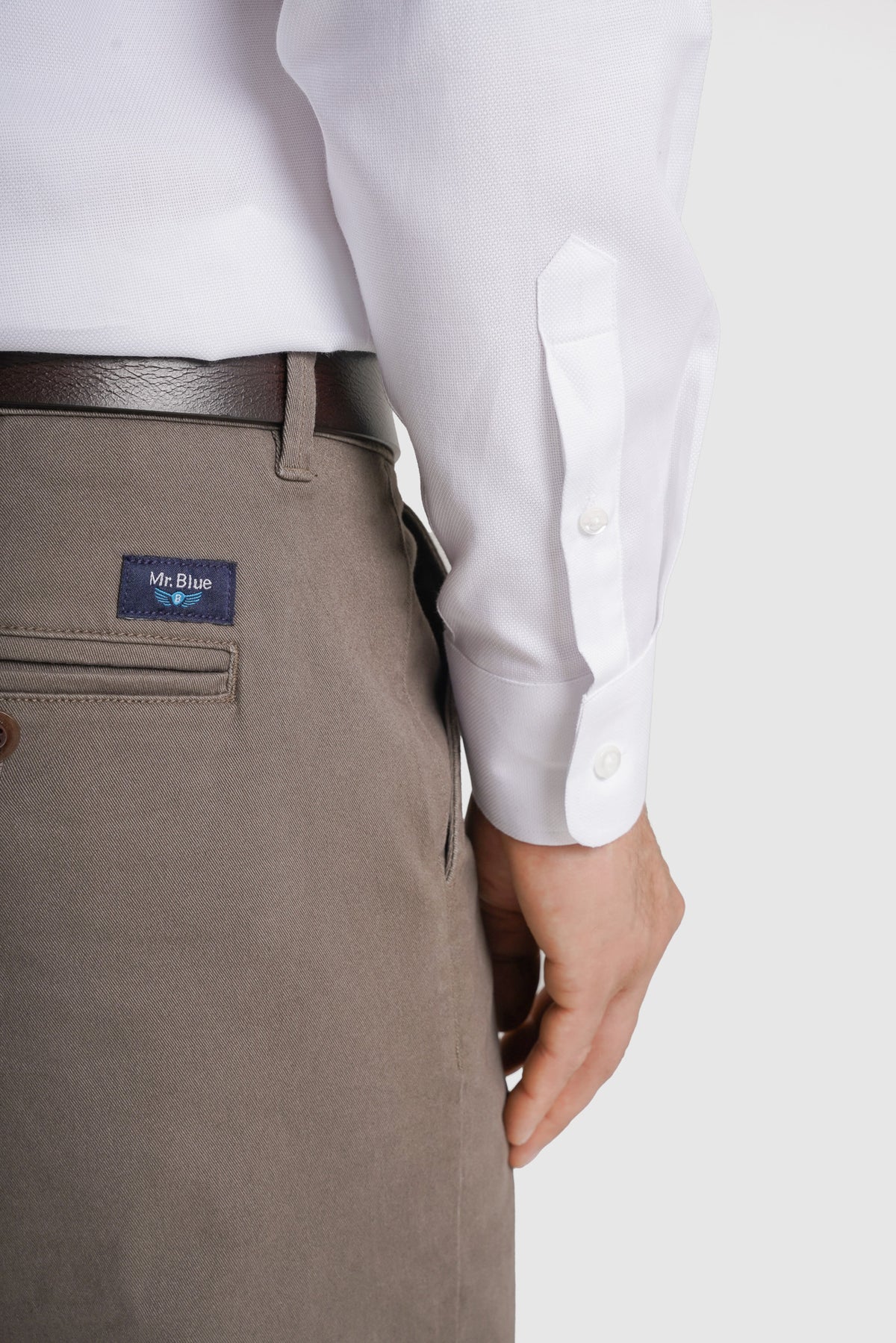 CAMISA DOBBY SLIM FIT BRANCA LISA MR. BLUE