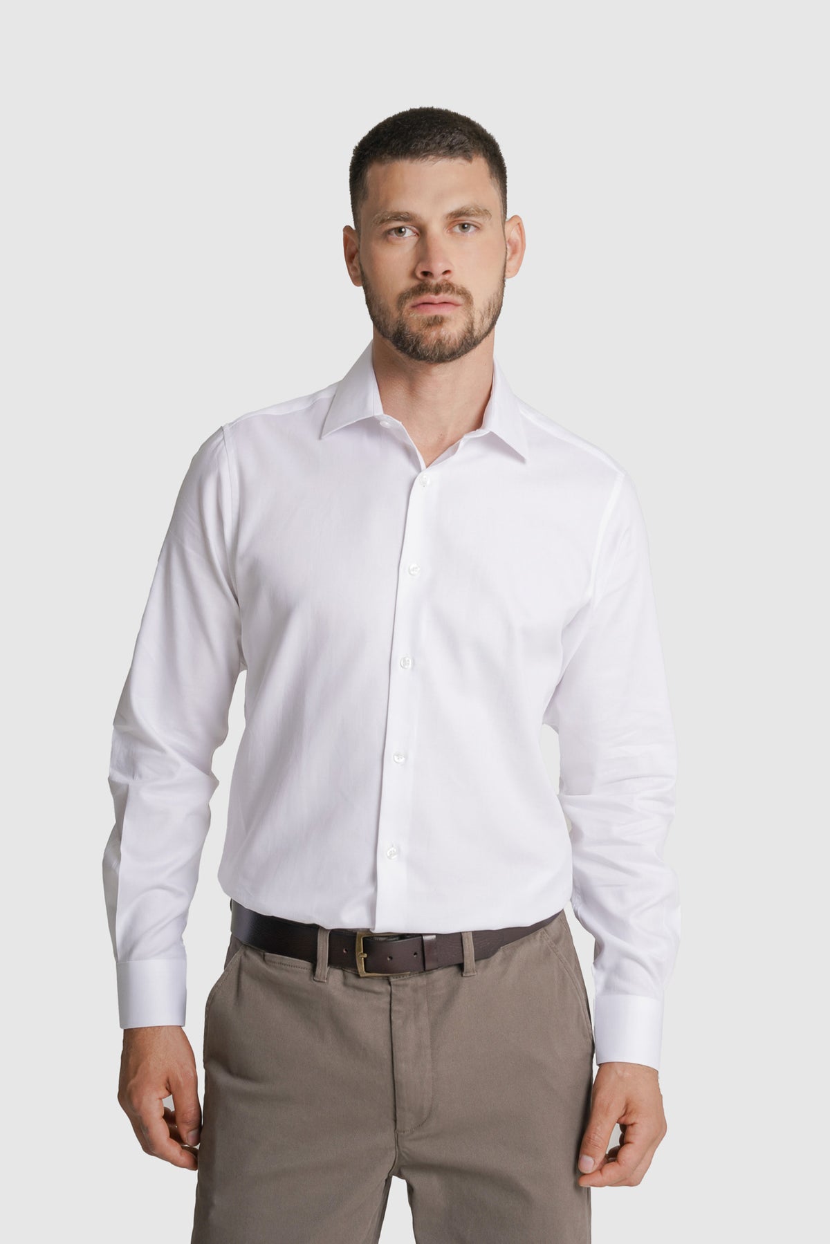 CAMISA DOBBY SLIM FIT BRANCA LISA MR. BLUE