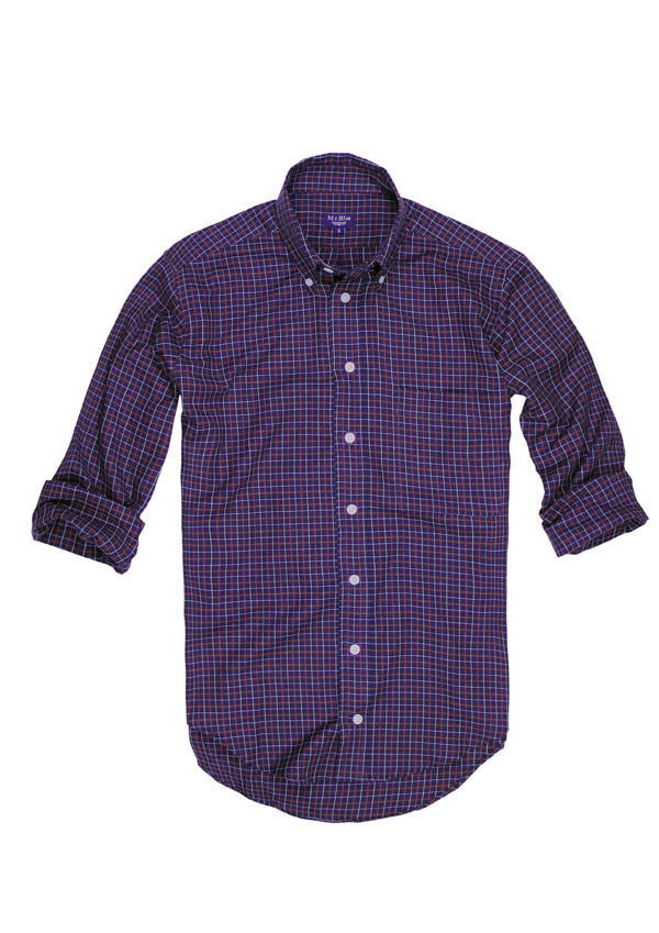 Camisa Twill riscas finas com bolso - Mr Blue