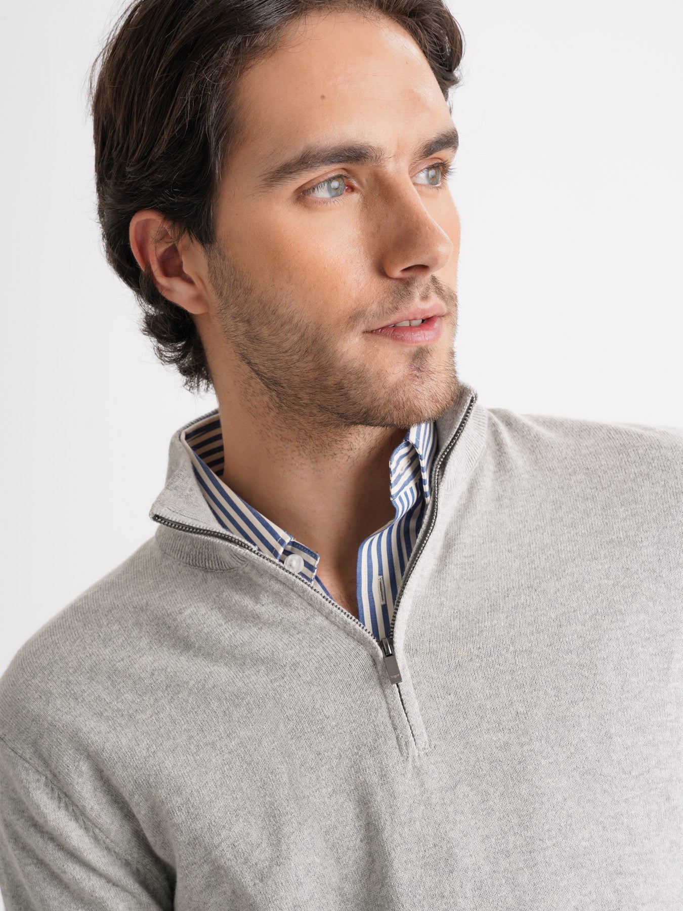 Mr. Blue Thin Gray Cashmere Pullover