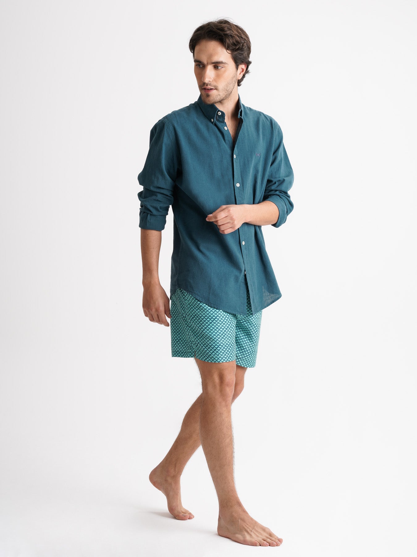 Regular Fit Blue Linen Shirt Mr. Blue