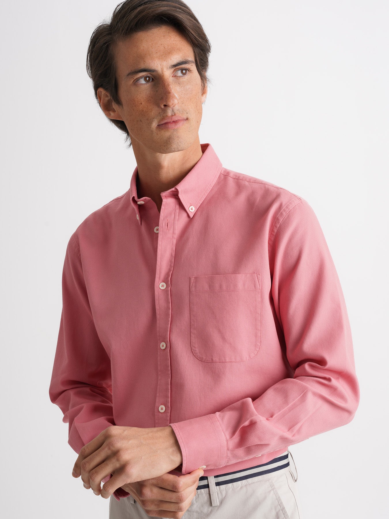 Camisa Regular Fit Estruturada Rosa Mr. Blue