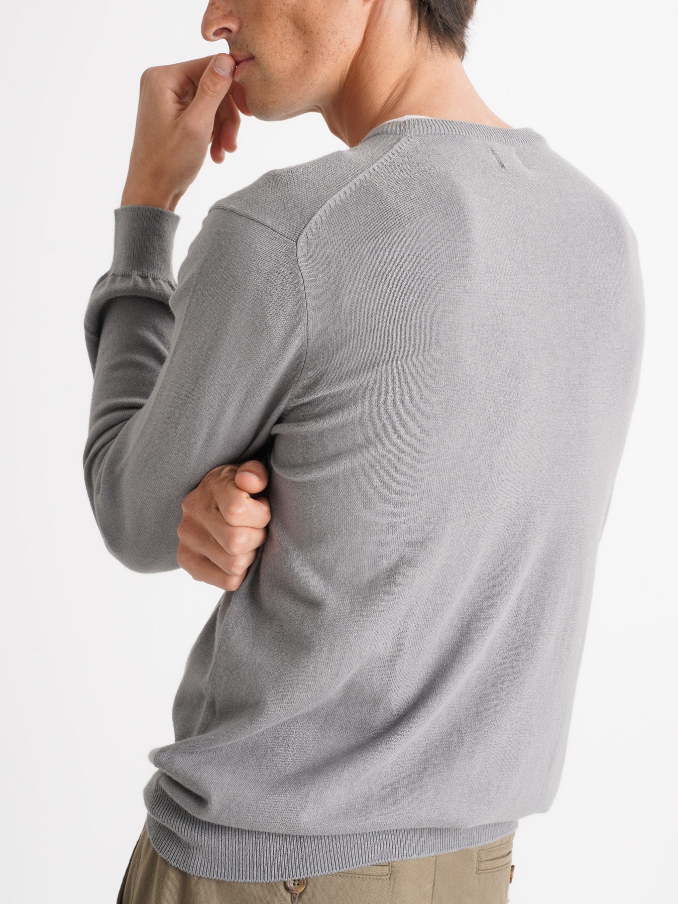 Mr. Blue Thin Gray Cashmere Pullover