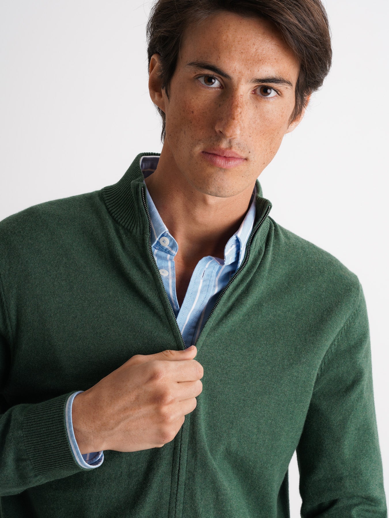 Jersey de cachemira verde fino Mr. Blue