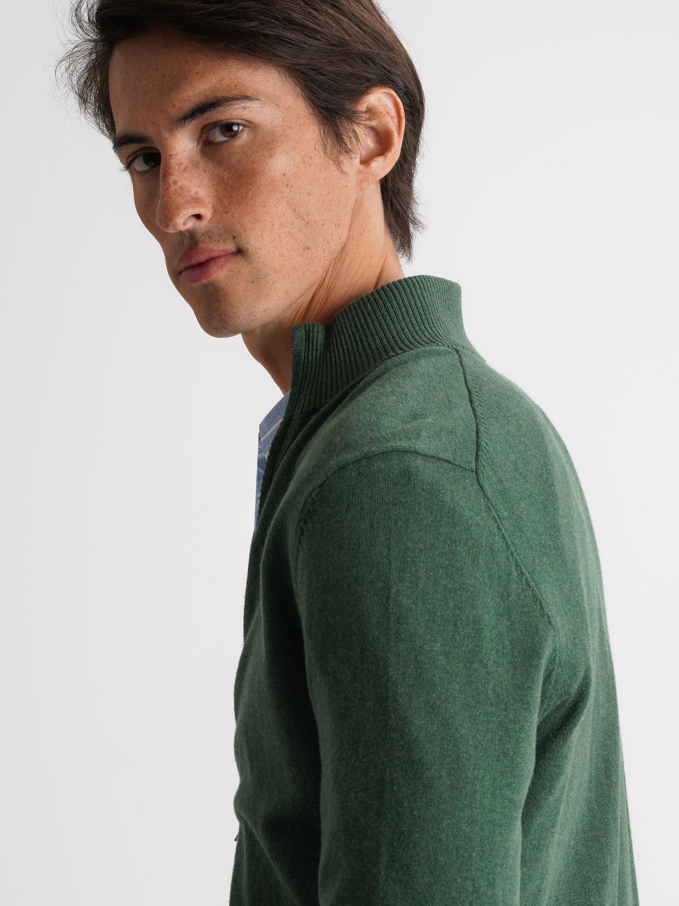Jersey de cachemira verde fino Mr. Blue