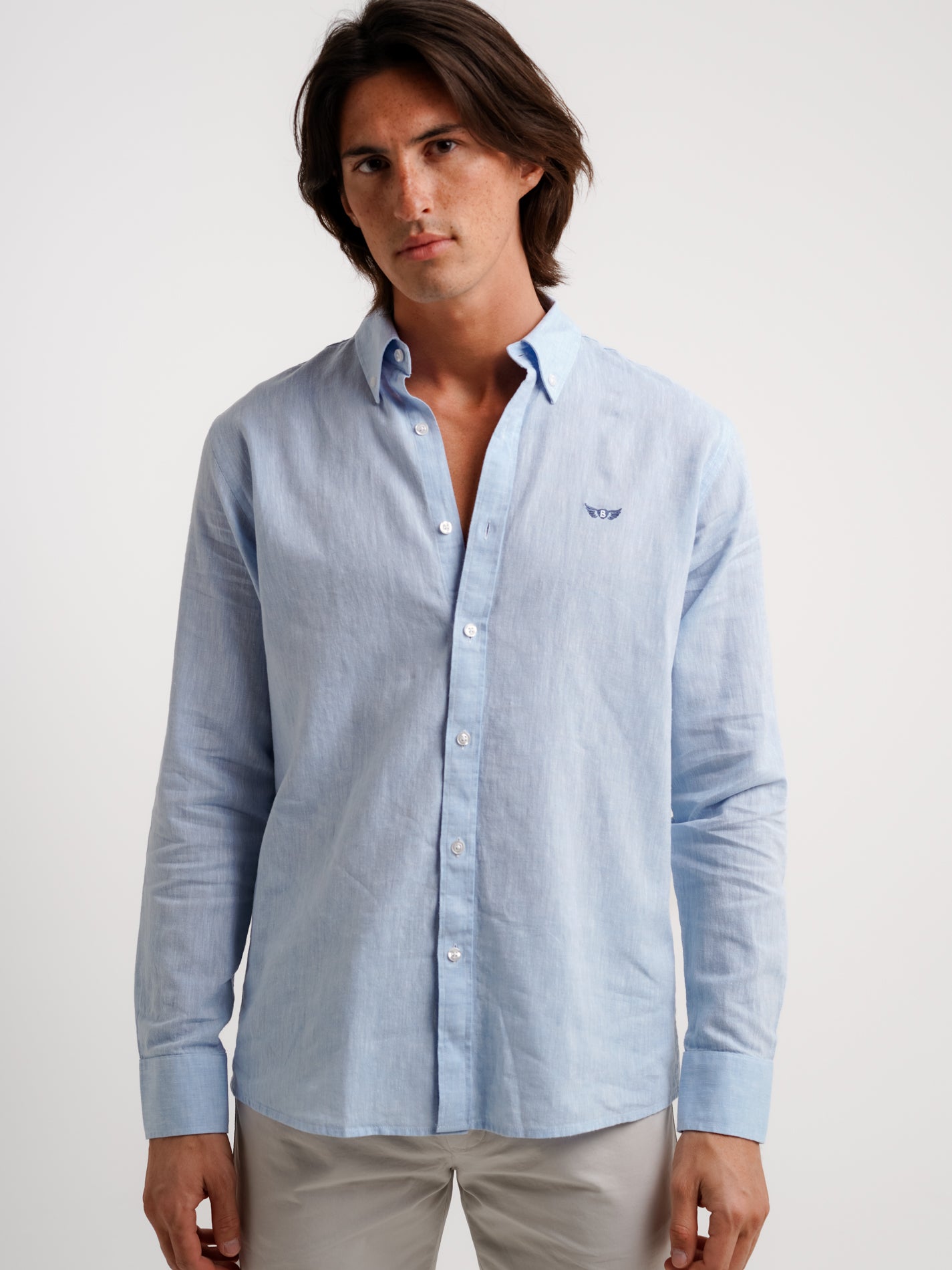 Camisa Regular Fit Linho Azul Mr. Blue